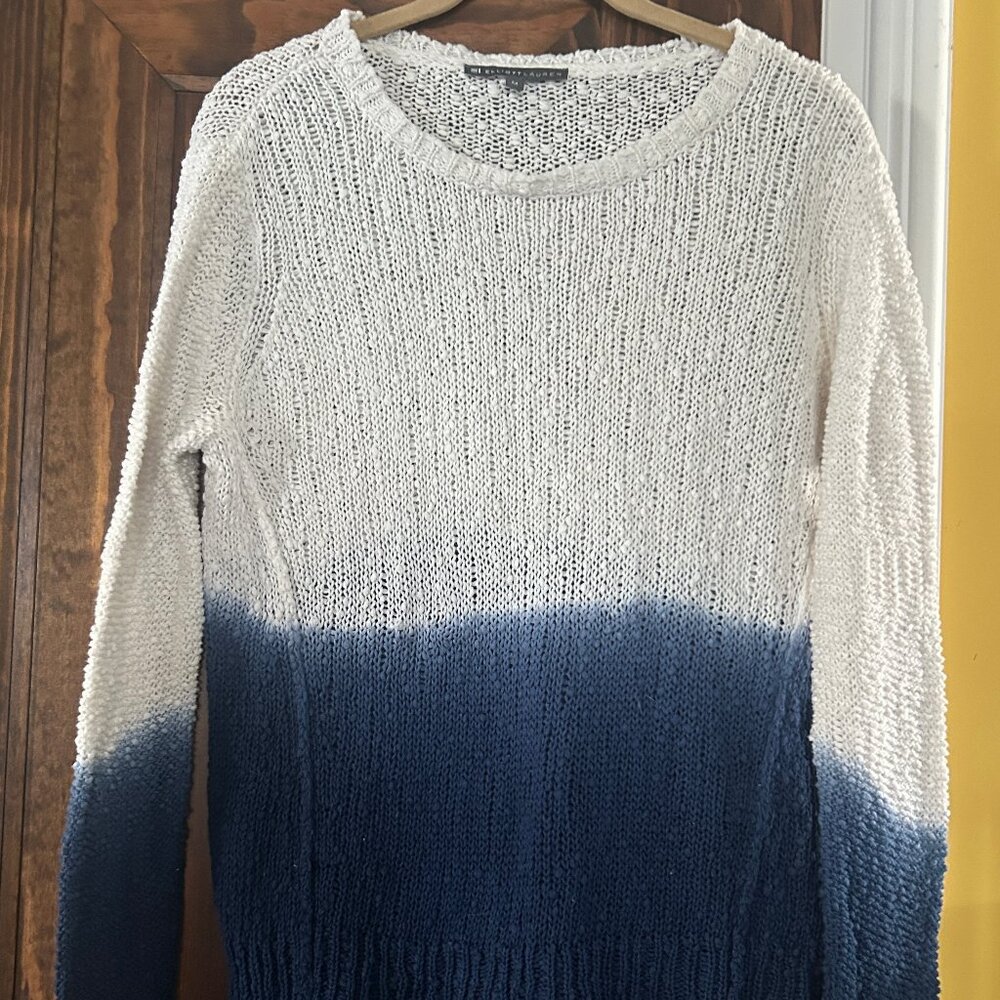Elliott Lauren Loose Knit Cotton Ombre Sweater Blue and ivory Size M